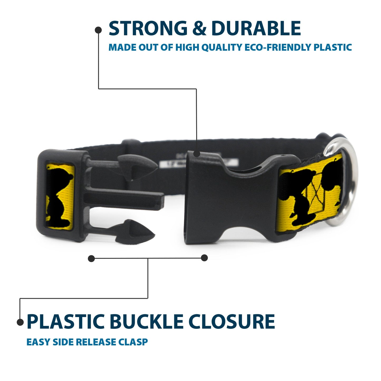 Plastic Clip Collar - Peanuts Snoopy Walking/Silhouette Pose Yellow/Black/White