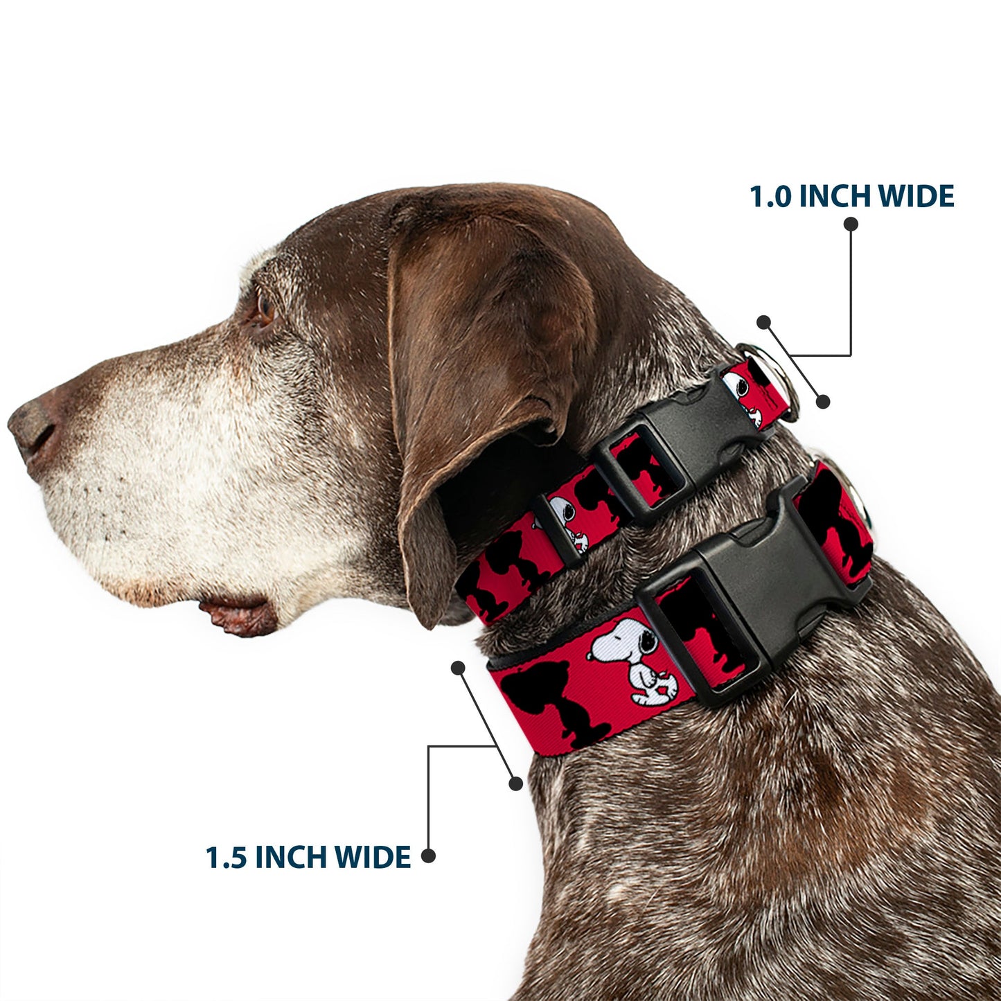 Plastic Clip Collar - Peanuts Snoopy Walking/Silhouette Pose Red/Black/White