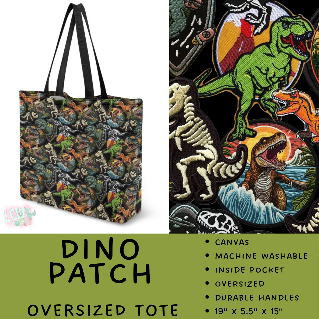 Batch #495 - Travel Collection - Closes 2/23 - ETA late April - Dino Patch Oversized Totes