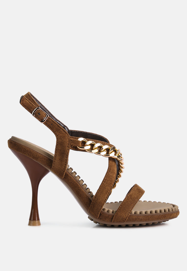 Domeda Metal Chain Mid Heel Sandal