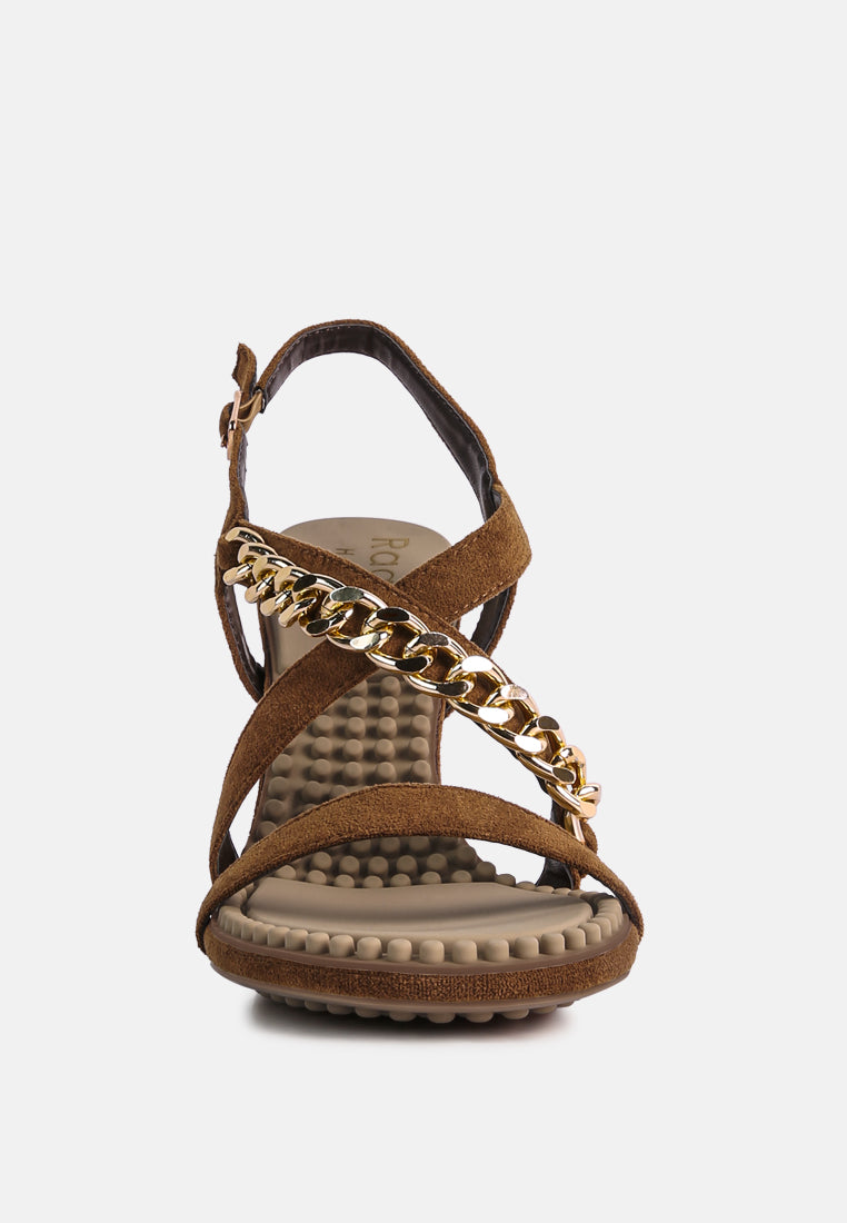 Domeda Metal Chain Mid Heel Sandal