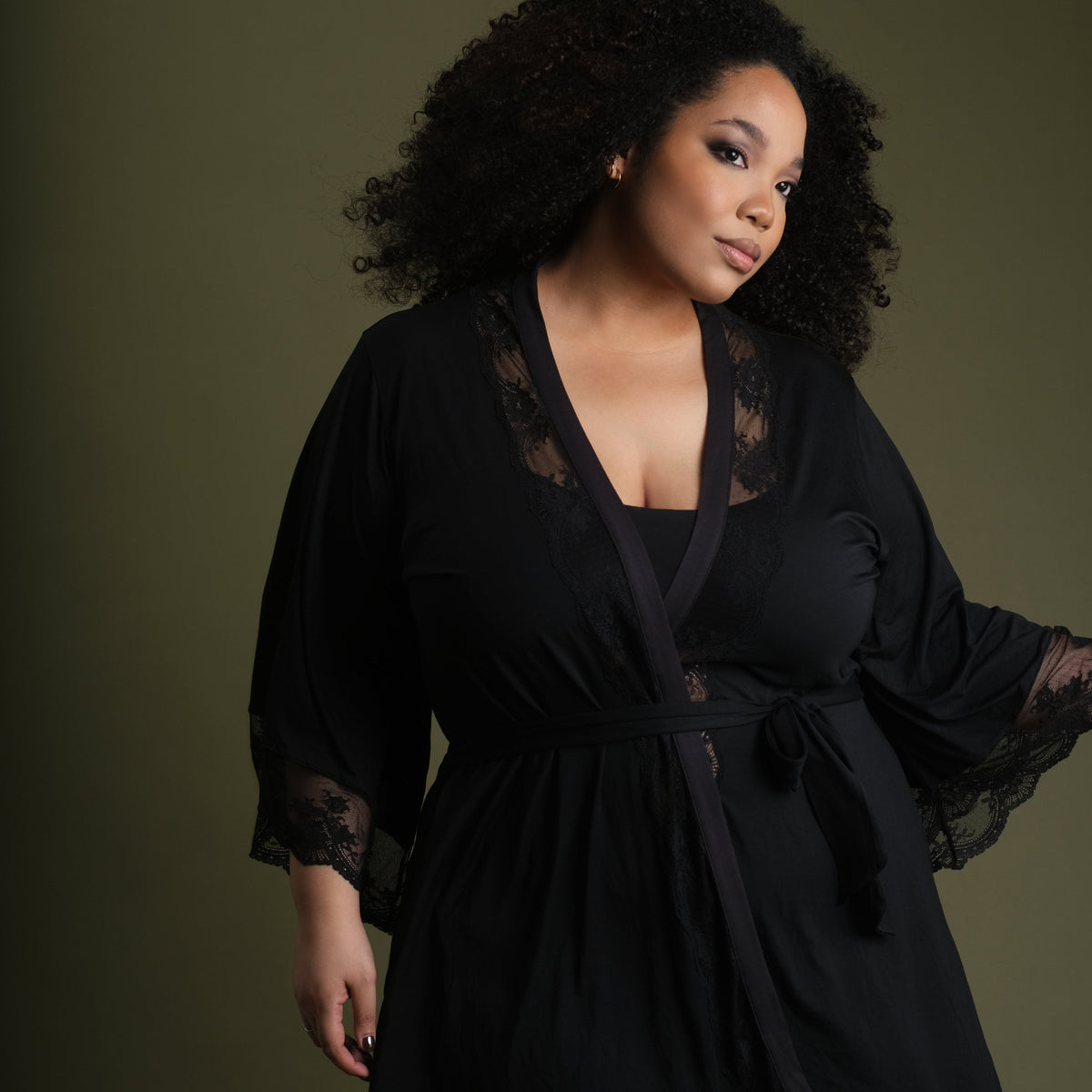 Nest LENZING TENCEL™ Modal & Lace Trim Short Robe