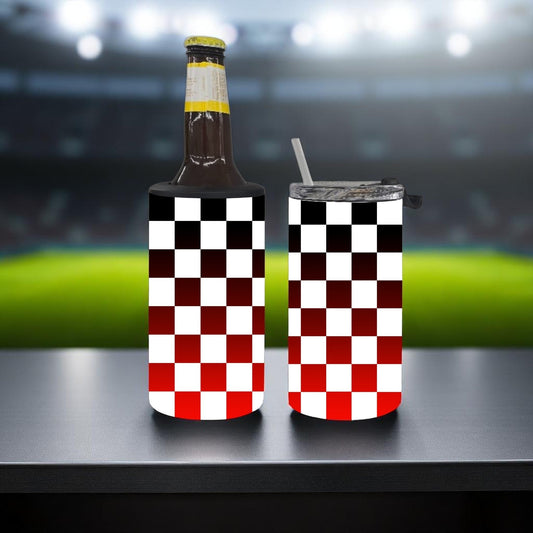 Dark Cherry Checker 4-in-1 Can Cooler Cup