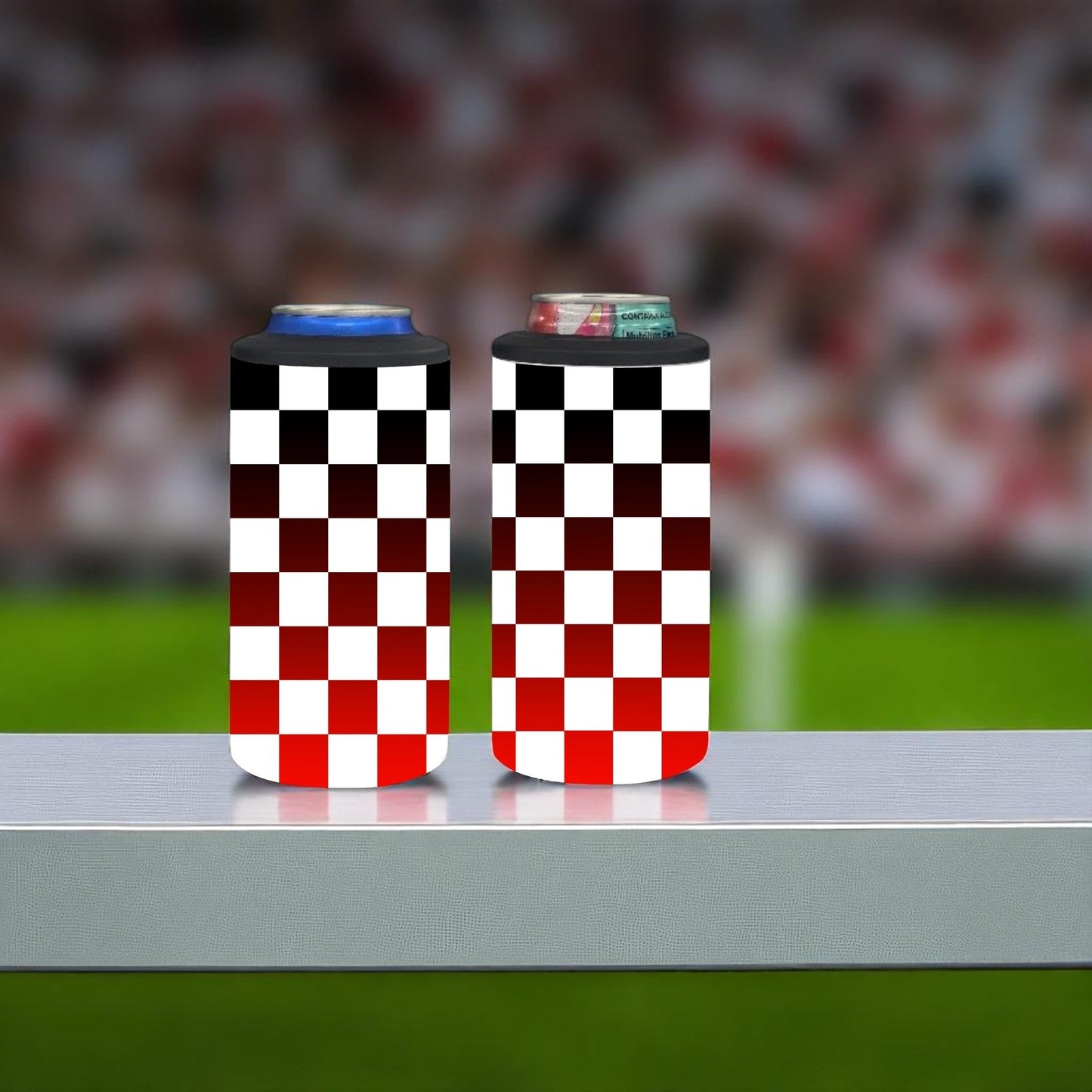 Dark Cherry Checker 4-in-1 Can Cooler Cup