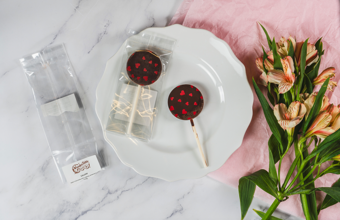 Dark Chocolate Lollipops With Dulce de Leche, Almond butter or Peanut Butter Filling