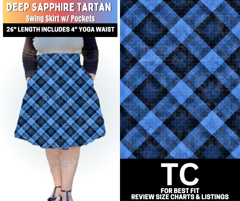 Deep Sapphire Tartan Swing Skirt