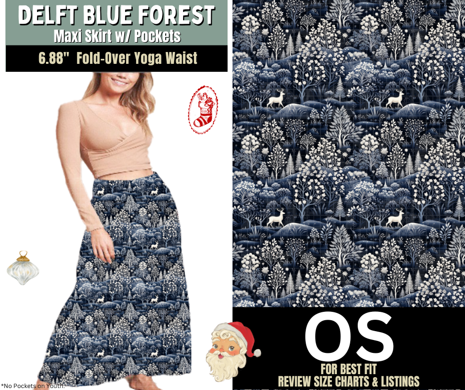 Delft Blue Forest Maxi Skirt