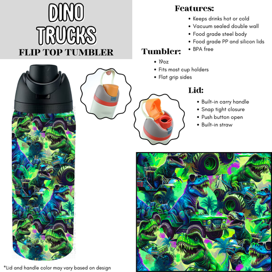 Preorder! Closes 6/2. ETA Aug. Dino Trucks Flip Top Tumbler