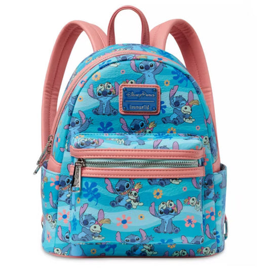 Disney parks Stitch Loungefly Mini Blue Backpack – Lilo & Stitch with Scrump