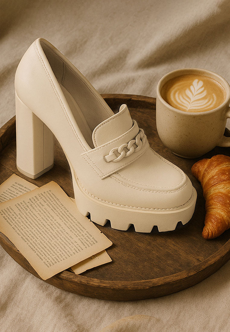 Corinne Chain Embellished Chunky Loafers