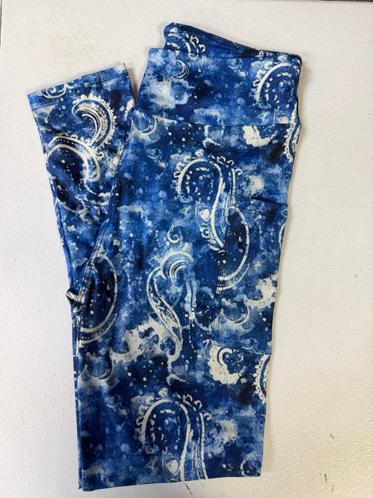 Jazzy Blue Paisley Leggings w/ Pockets