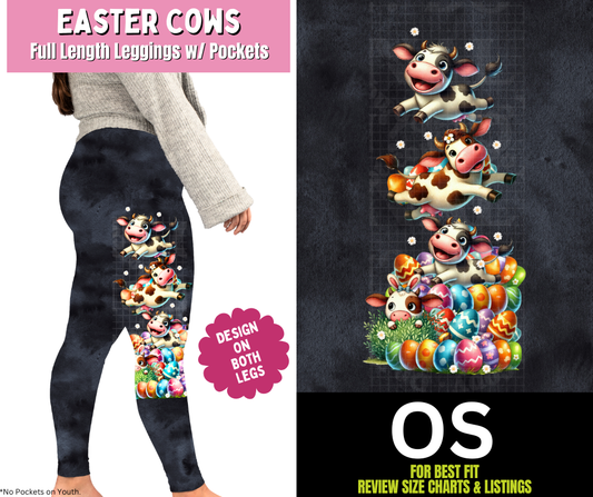 Easter Cows Full Length Leggings w/ Side Leg Designs