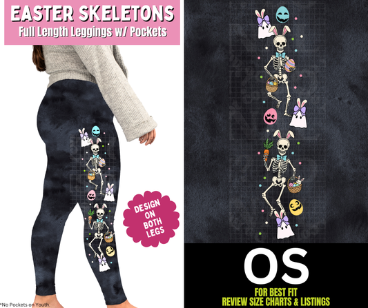 Easter Skeletons Full Length Leggings w/ Side Leg Designs
