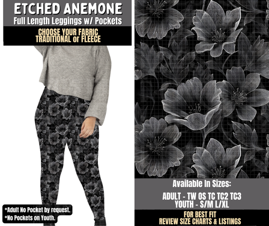 Preorder! Closes 8/3. ETA Nov. Etched Anemone Leggings Choose Fleece or Traditional