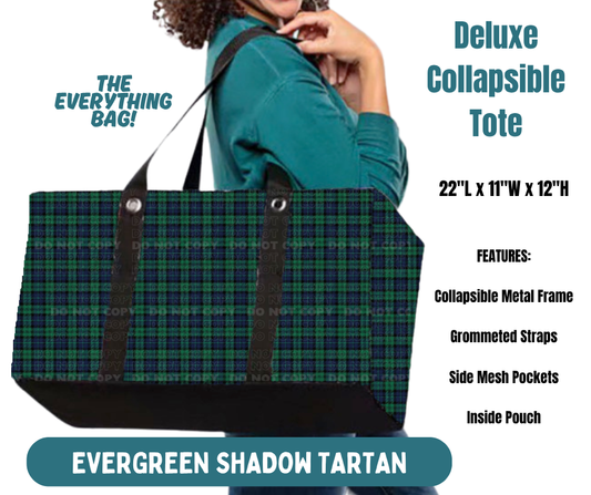 Preorder! Closes 8/13. ETA Nov. Evergreen Shadow Tartan Collapsible Tote