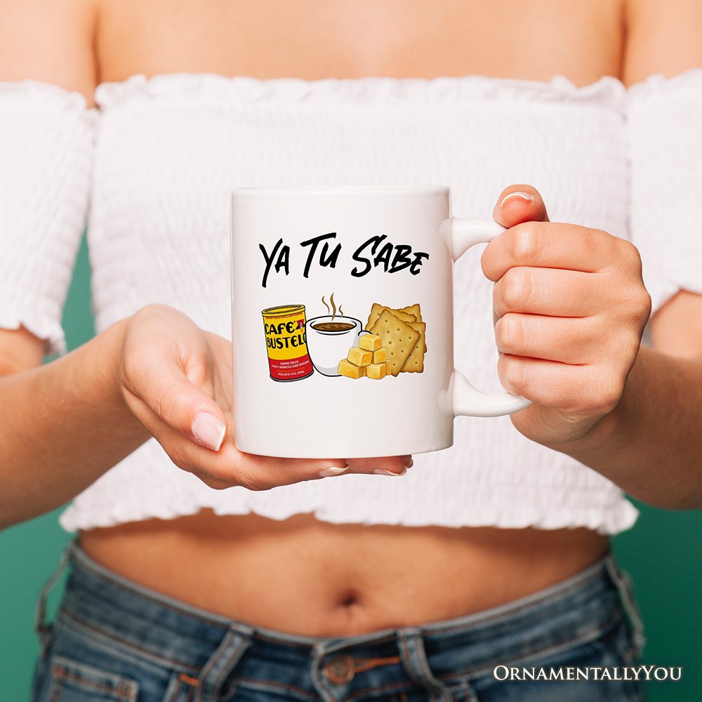 Ya Tu Sabe Café Queso and Galleta Personalized Mug, Funny Latin Coffee Gift with Custom Name For Caffeine Lover