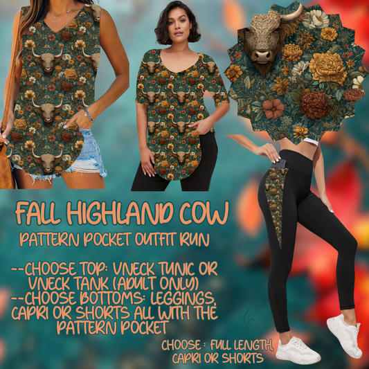 FALL HIGHLAND COW - PATTERN POCKET OUTFIT RUN 14 CLOSING 10/4