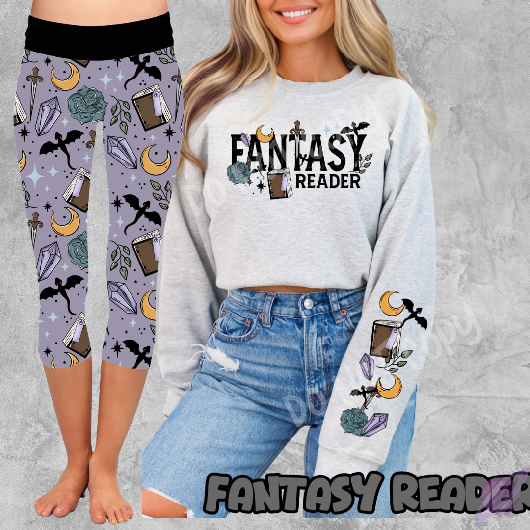 FANTASY READER SWEATSHIRT W SLEEVE PRINTS