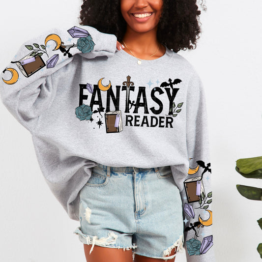 FANTASY READER SWEATSHIRT W SLEEVE PRINTS