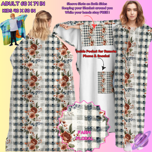 WEARABLE THROW RUN-FARM FLORAL-PREORDER CLOSING 8/31-  ETA LATE NOV./EARLY DEC.