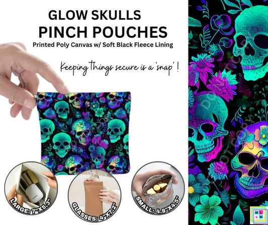 Glow Skulls Pinch Pouches in 3 Sizes