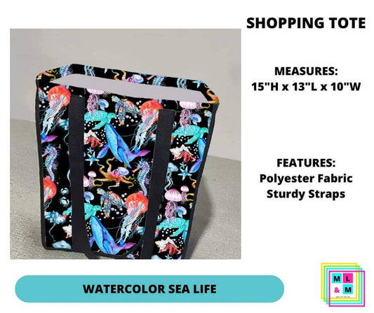 Watercolor Sea Life Shopping Tote