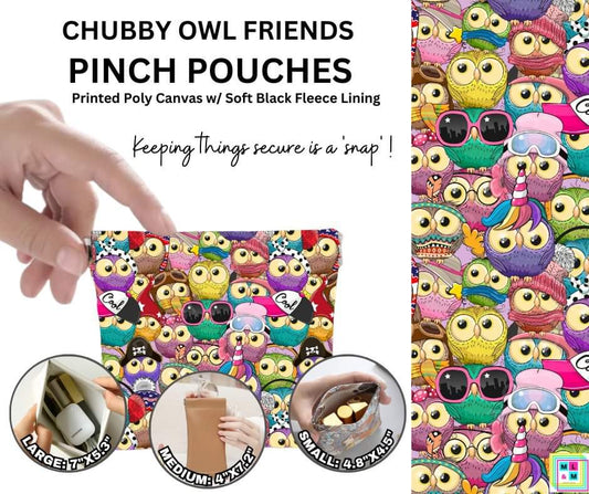 Chubby Owl Friends Pinch Pouches