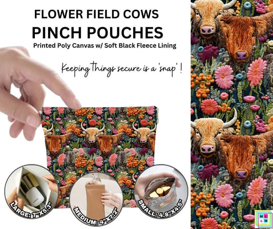 Flower Field Cows Pinch Pouches