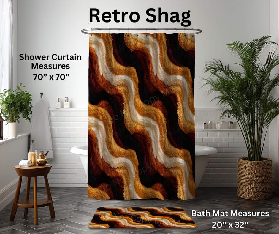 Retro Shag Custom Shower Curtain and/or Bath Mat