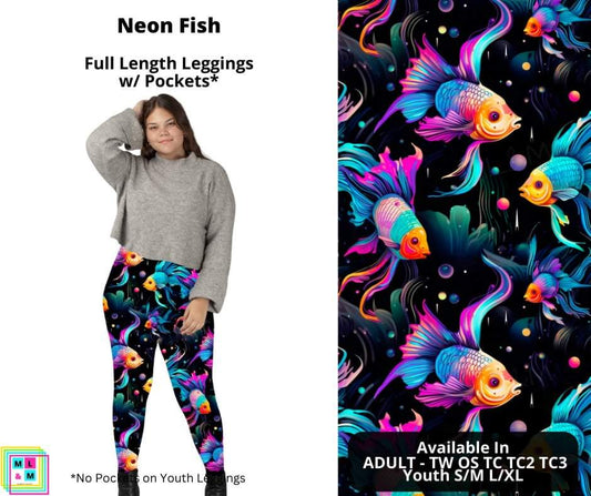 Neon Fish Full Length Leggings w/ Pockets