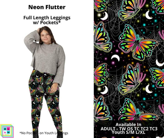 Neon Flutter Full Length Leggings w/ Pockets