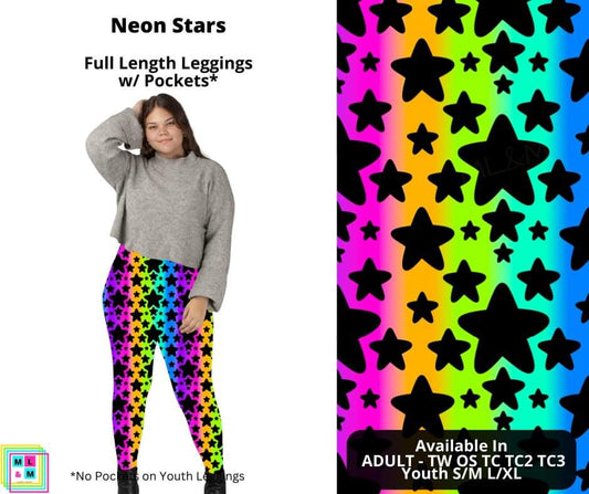 Neon Stars Full Length Leggings w/ Pockets
