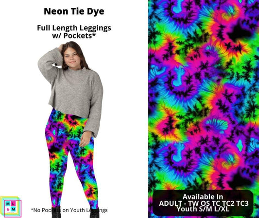 Neon Tie Dye Full Length Leggings w/ Pockets