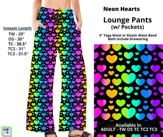 Neon Hearts Plaid Full Length Lounge Pants
