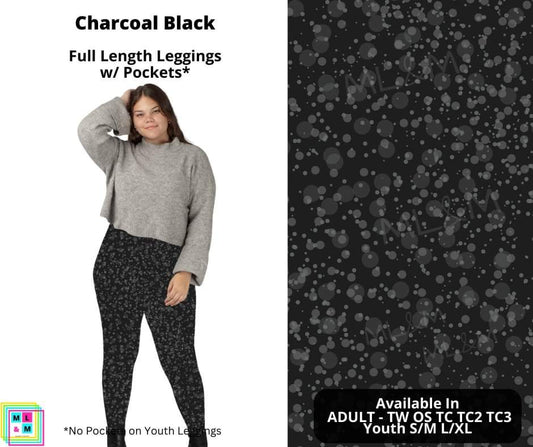 Charcoal Black Full Length Leggings w/ Pockets