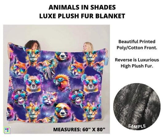 Animals in Shades Luxe Plush Fur Blanket