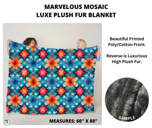 Marvelous Mosaic Luxe Plush Fur Blanket