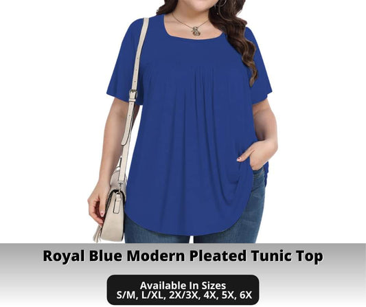 Royal Blue Pleated Tunic Top
