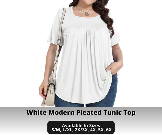 White Modern Pleated Tunic Top