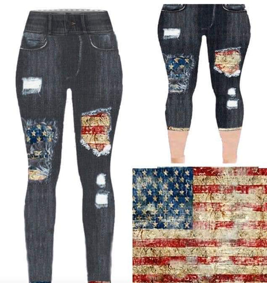 America Faux Denim leggings and capri