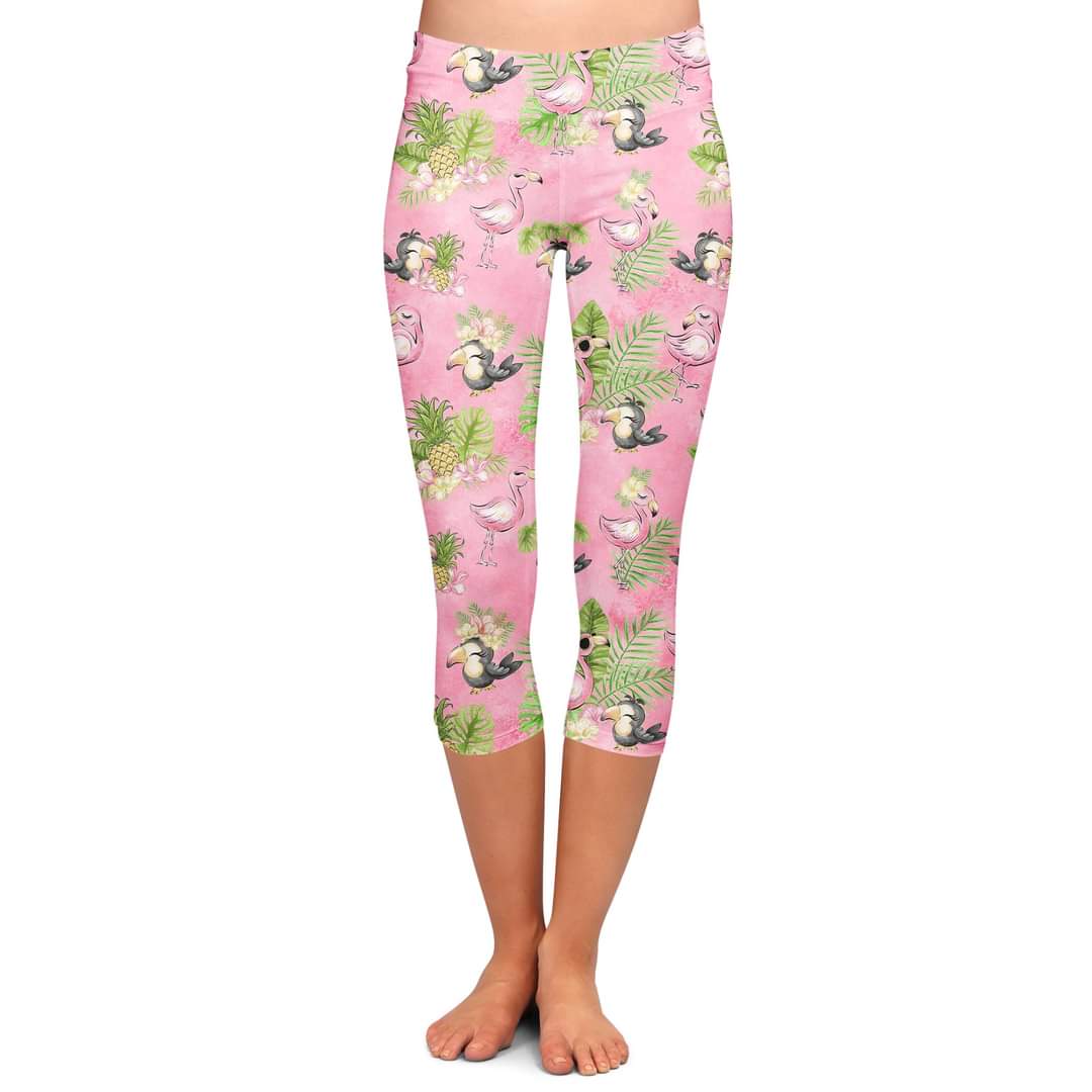Flamingo Love leggings without pockets