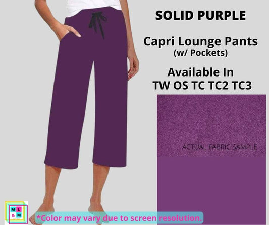Solid Purple Capri Gaucho/Lounge Pants (OS)