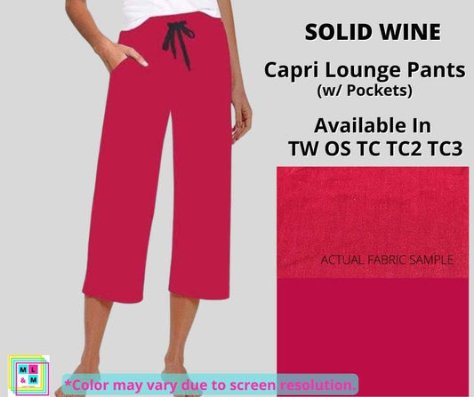 Solid Wine Capri Gaucho/Lounge Pants (OS)