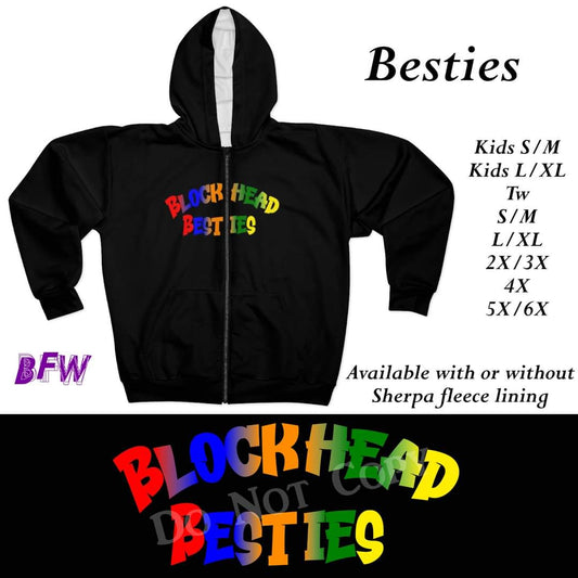Blockhead Besties zip up hoodie (without fleece)