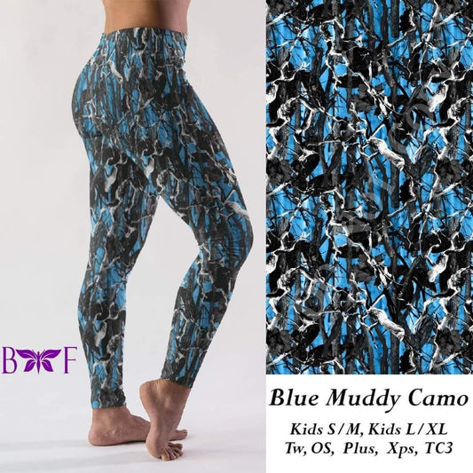 Blue Muddy Camo Leggings