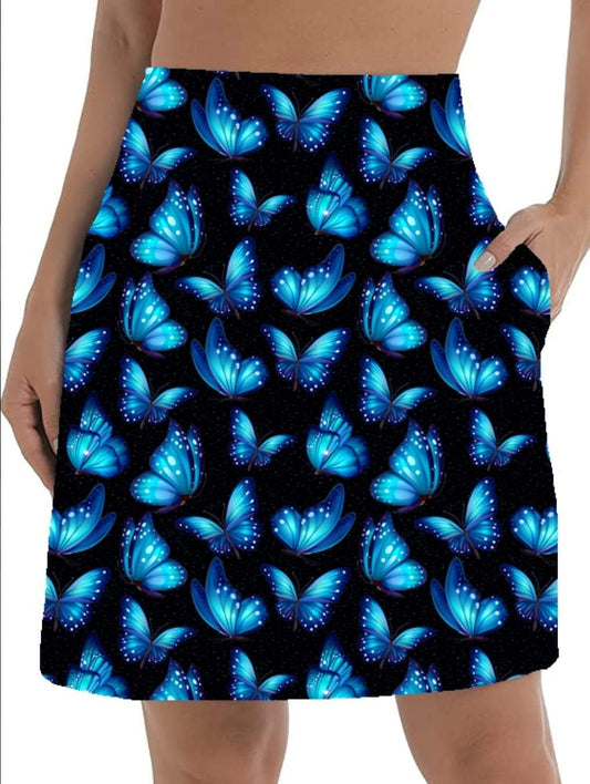 Blue Electric Butterfly Skort