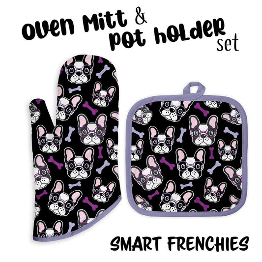 Smart Frenchies Oven Mitt and Pot Holder set