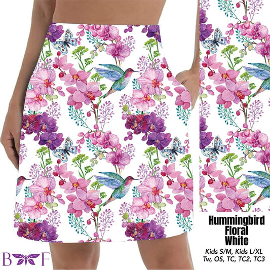 Hummingbird Floral White skort