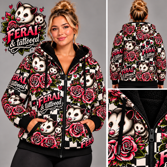 FERAL & Tattooed-FLEECE LINED HOODED JACKET-PREORDER CLOSING 11/9, ETA LATE JAN.