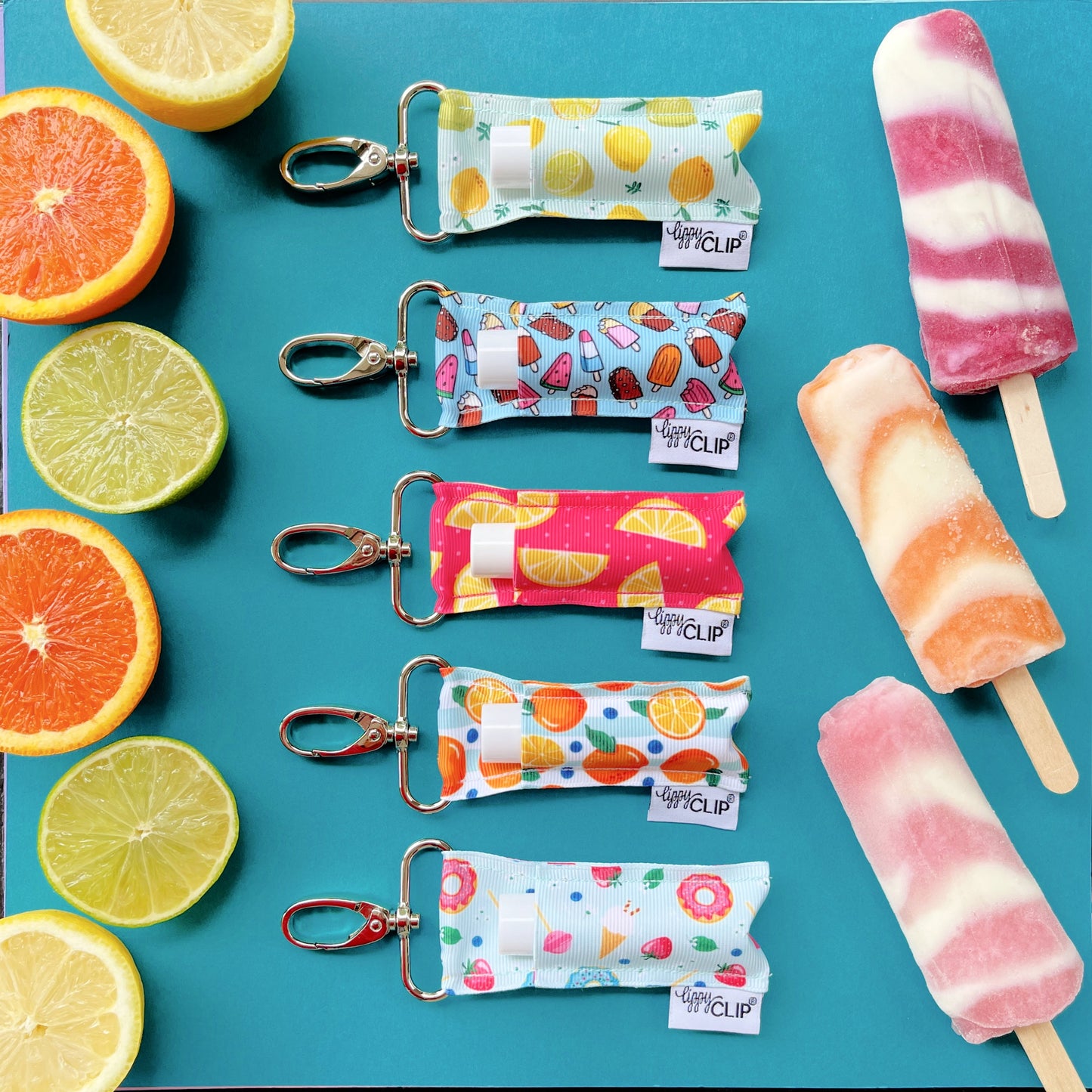 Lemons on Pink LippyClip® Lip Balm Holder